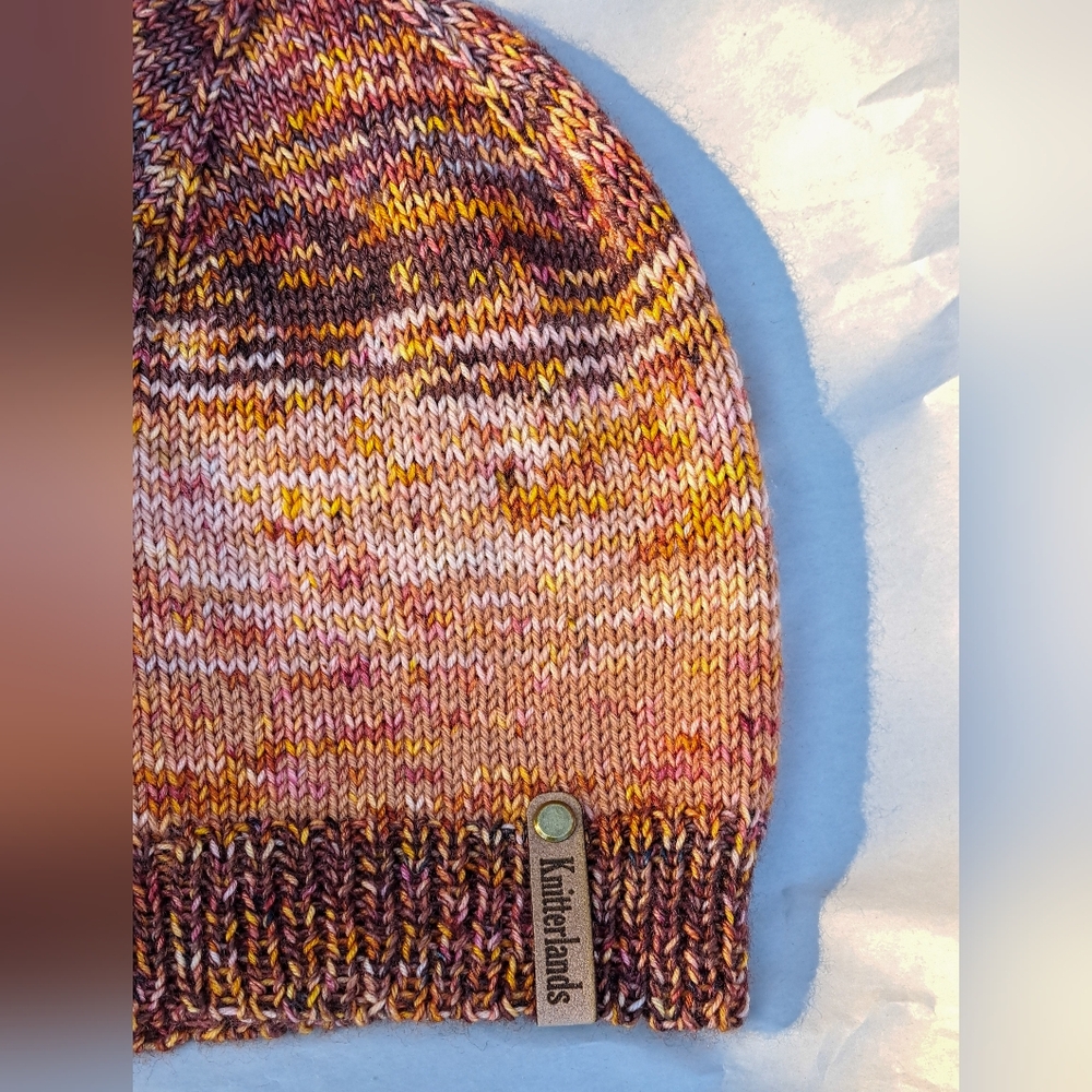 Hand Knit Beanie Hat Stocking Cap Multicolor Pattern Luxury Premium Wool Blend - Picture 2 of 10